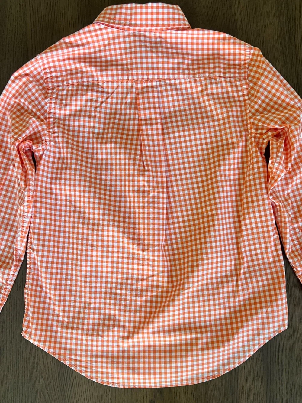 Ralph Lauren Boys Orange White Check Button Down Shirt Blue Pony GUC